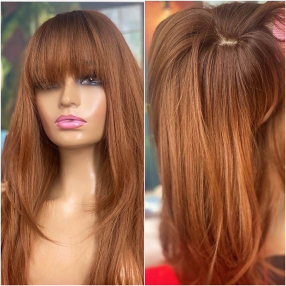 BACK IN Long ginger redhead wig with bangs